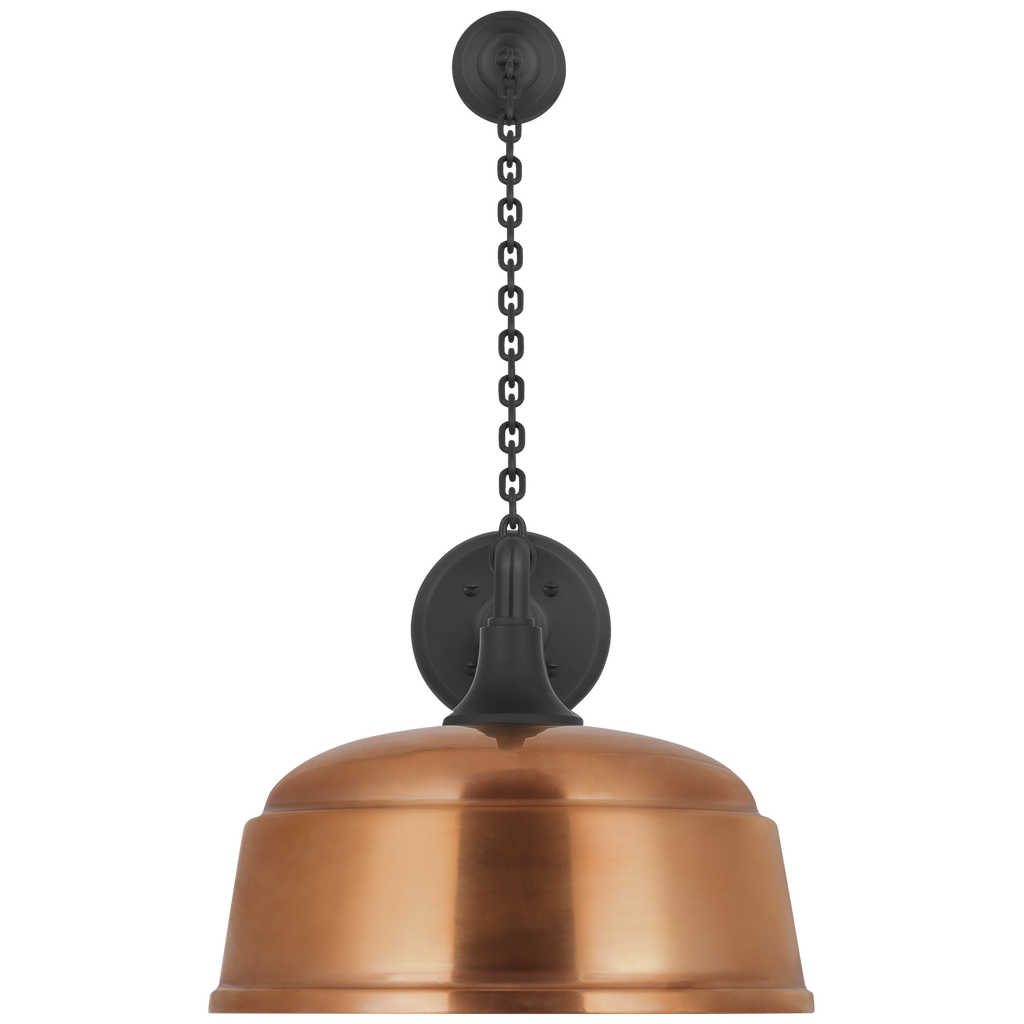 Academy 17.5" Anchored Mack Barn Light | Matte Black | 12.5 | 12.5" Soft Copper Rockhouse Shade