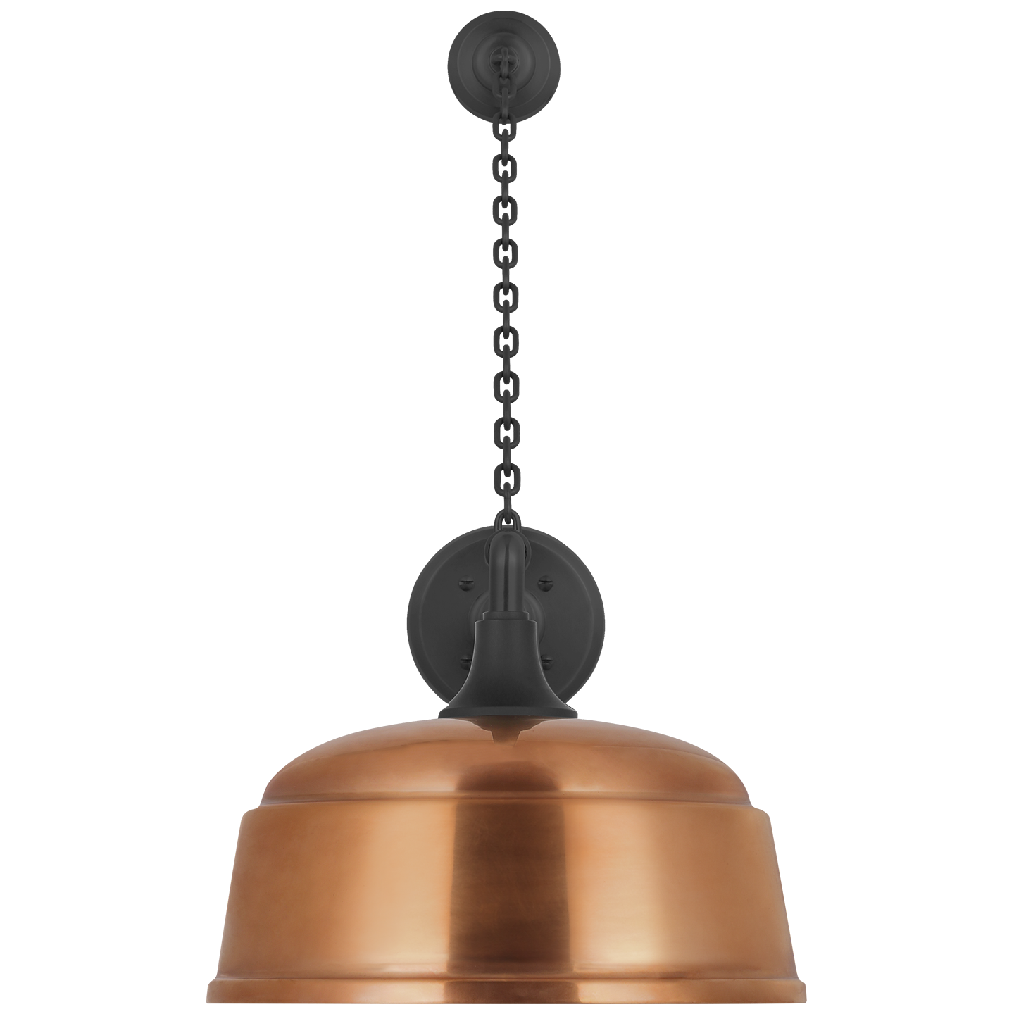 Academy 17.5" Anchored Mack Barn Light | Matte Black | 12.5 | 12.5" Soft Copper Rockhouse Shade