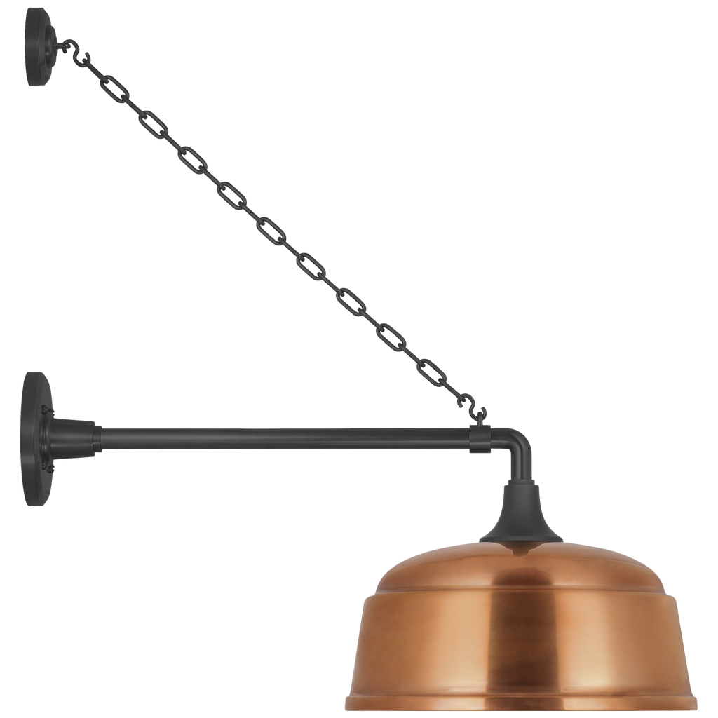Academy 17.5" Anchored Mack Barn Light | Matte Black | 12.5 | 12.5" Soft Copper Rockhouse Shade