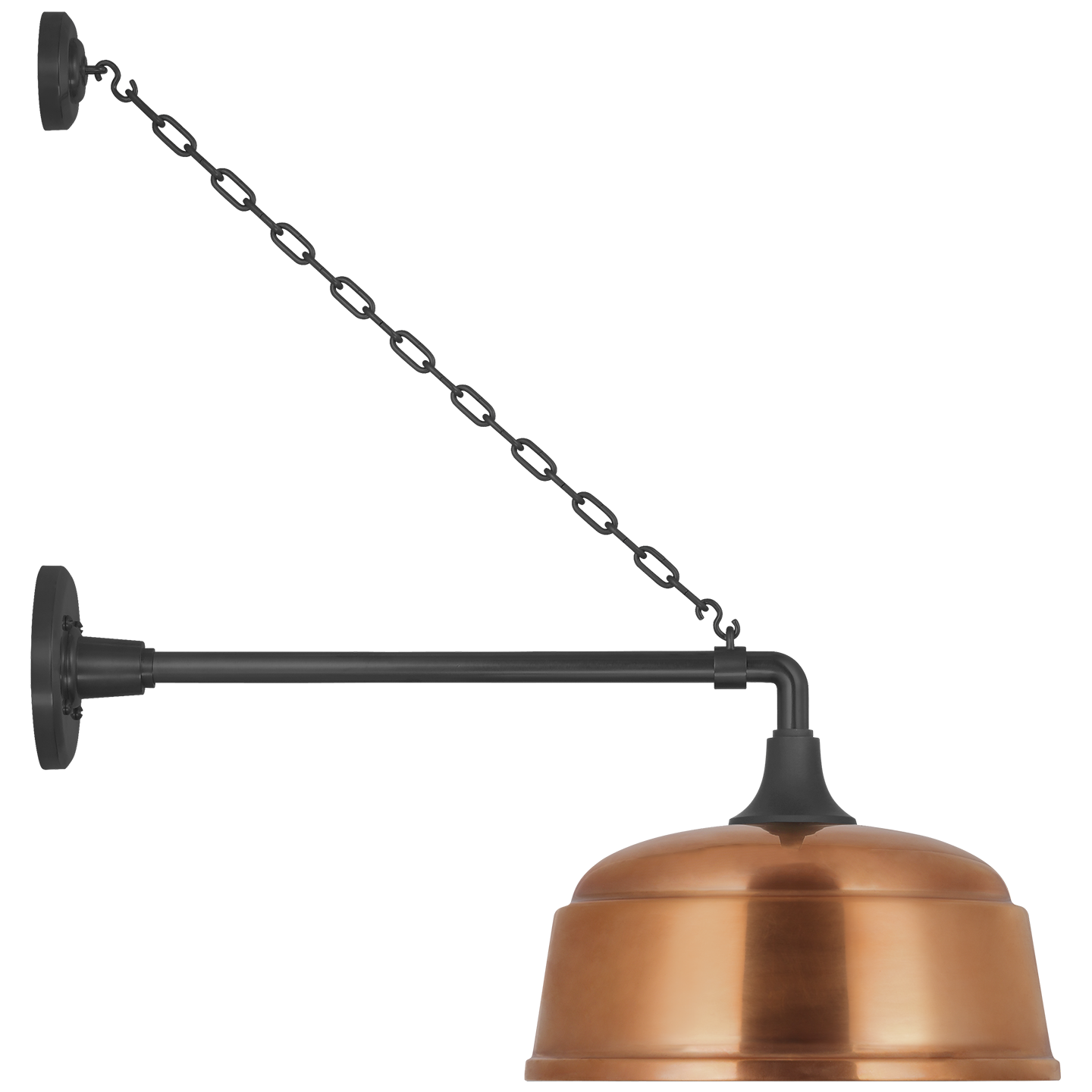 Academy 17.5" Anchored Mack Barn Light | Matte Black | 12.5 | 12.5" Soft Copper Rockhouse Shade