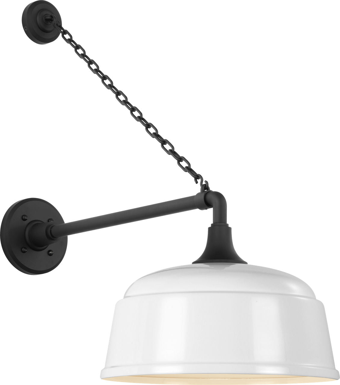Academy 17.5" Anchored Mack Barn Light | Matte Black | 12.5 | 12.5" White Rockhouse Shade