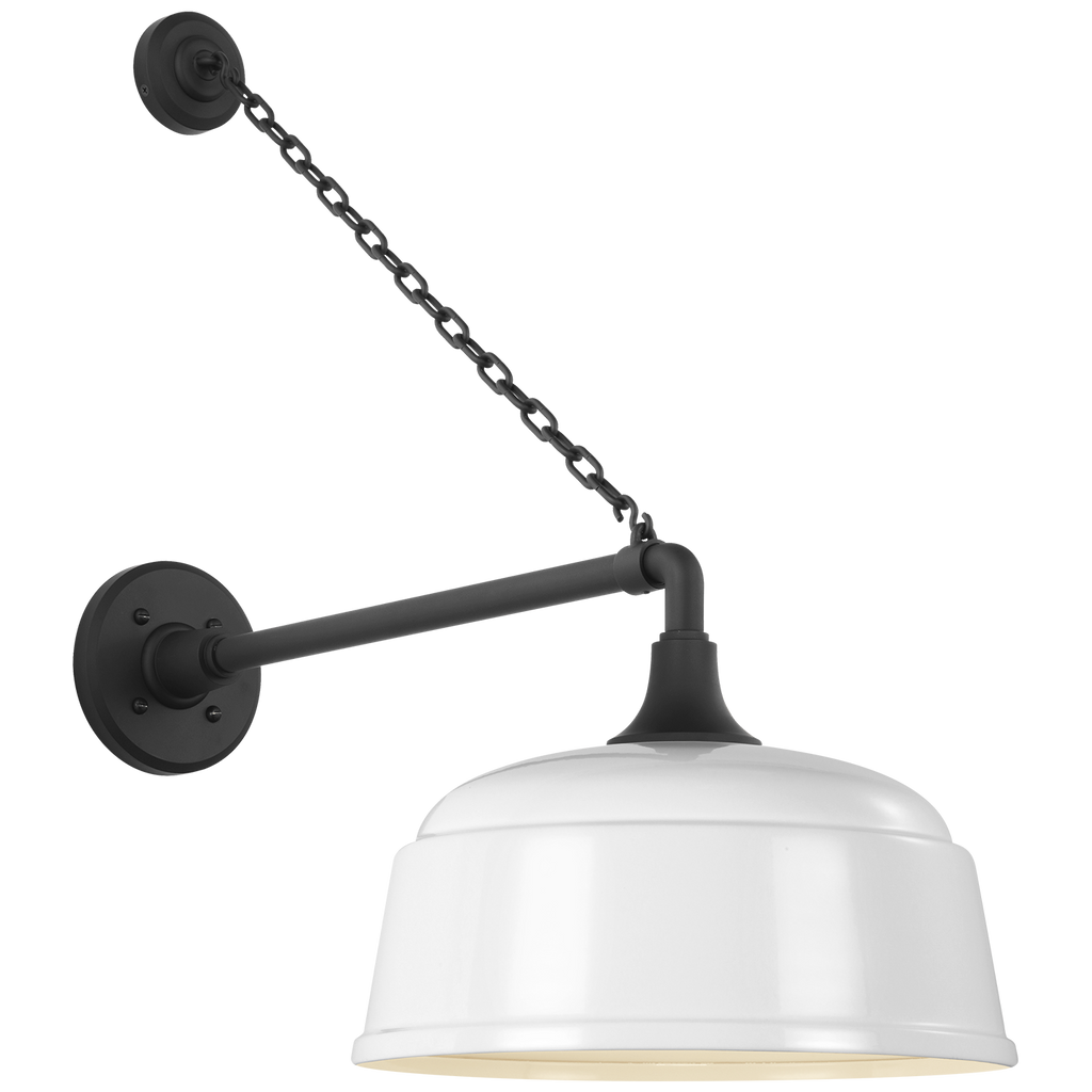 Academy 17.5" Anchored Mack Barn Light | Matte Black | 12.5 | 12.5" White Rockhouse Shade