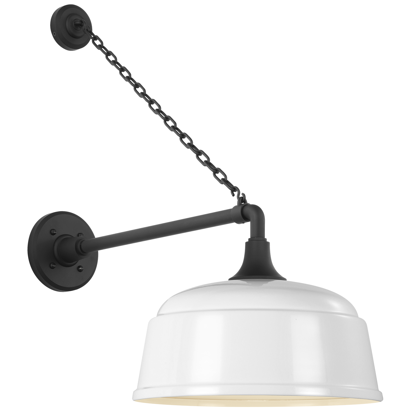 Academy 17.5" Anchored Mack Barn Light | Matte Black | 12.5 | 12.5" White Rockhouse Shade