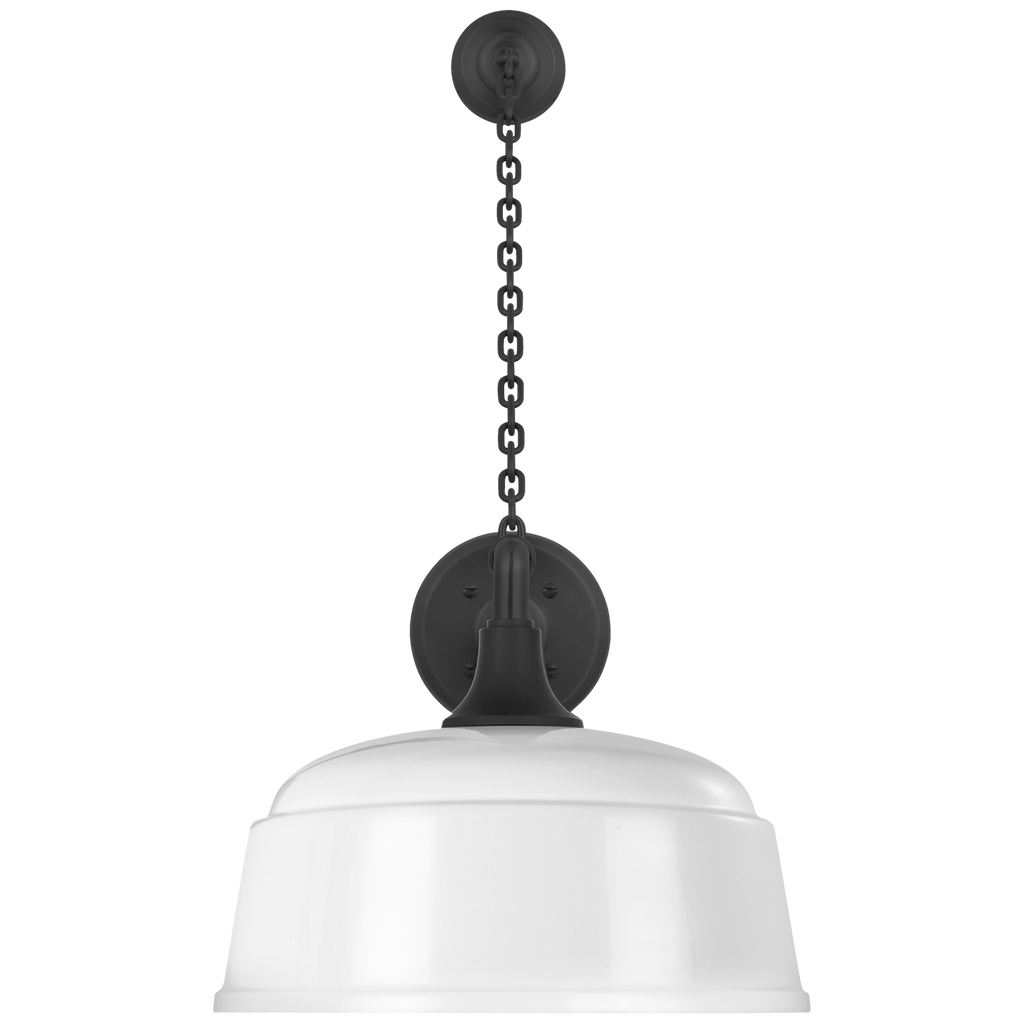 Academy 17.5" Anchored Mack Barn Light | Matte Black | 12.5 | 12.5" White Rockhouse Shade