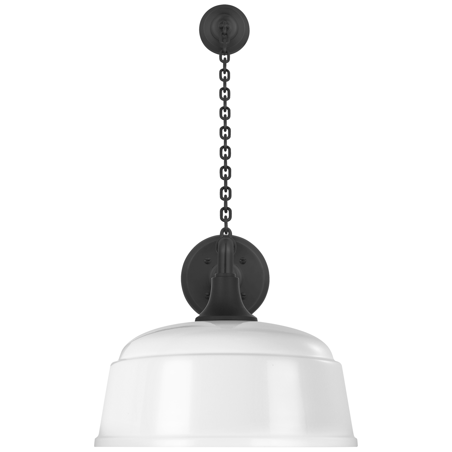 Academy 17.5" Anchored Mack Barn Light | Matte Black | 12.5 | 12.5" White Rockhouse Shade