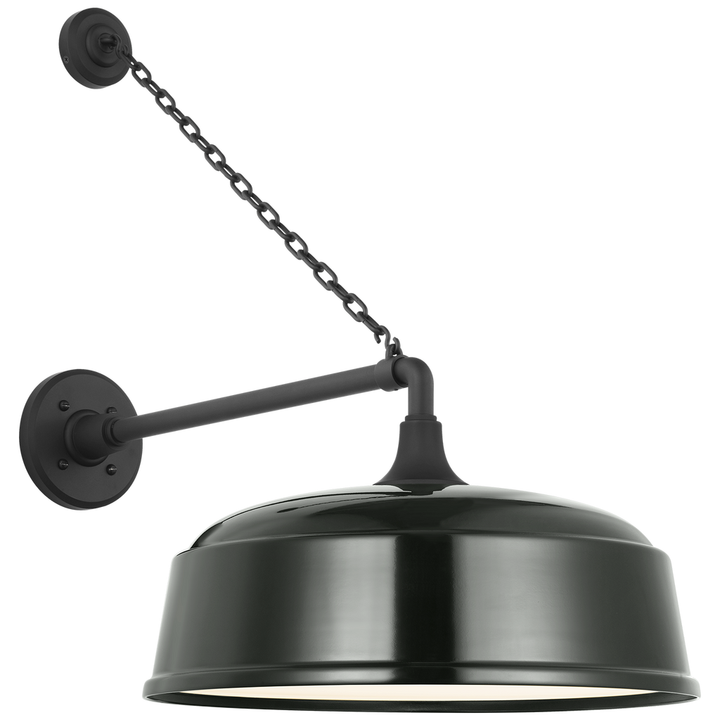 Academy 17.5" Anchored Mack Barn Light | Matte Black | 16 | 16" Green Rockhouse Shade