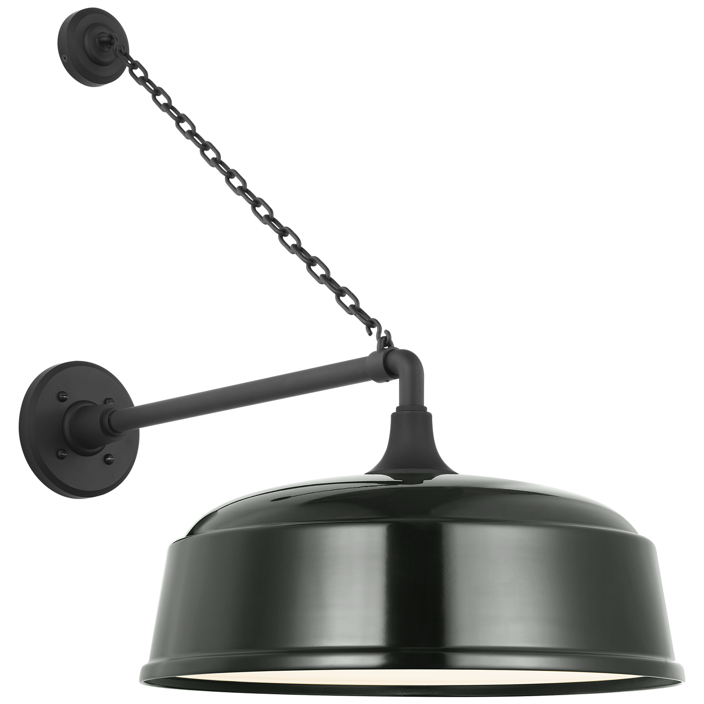 Academy 17.5" Anchored Mack Barn Light | Matte Black | 16 | 16" Green Rockhouse Shade