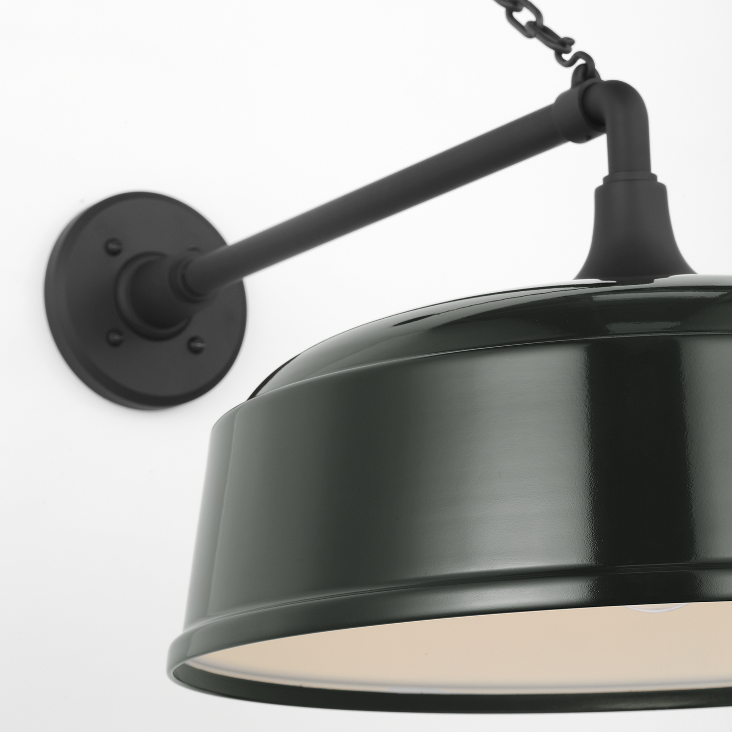 Academy 17.5" Anchored Mack Barn Light | Matte Black | 16 | 16" Green Rockhouse Shade