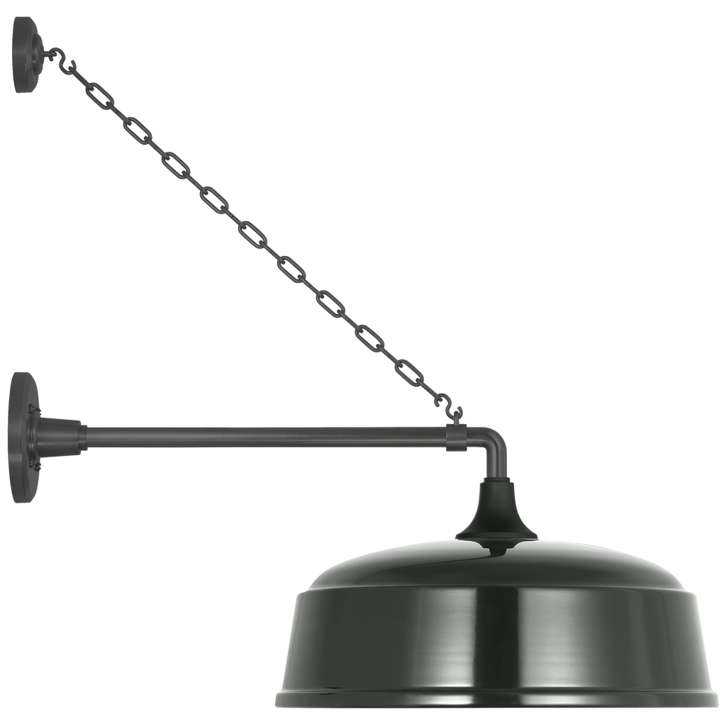 Academy 17.5" Anchored Mack Barn Light | Matte Black | 16 | 16" Green Rockhouse Shade