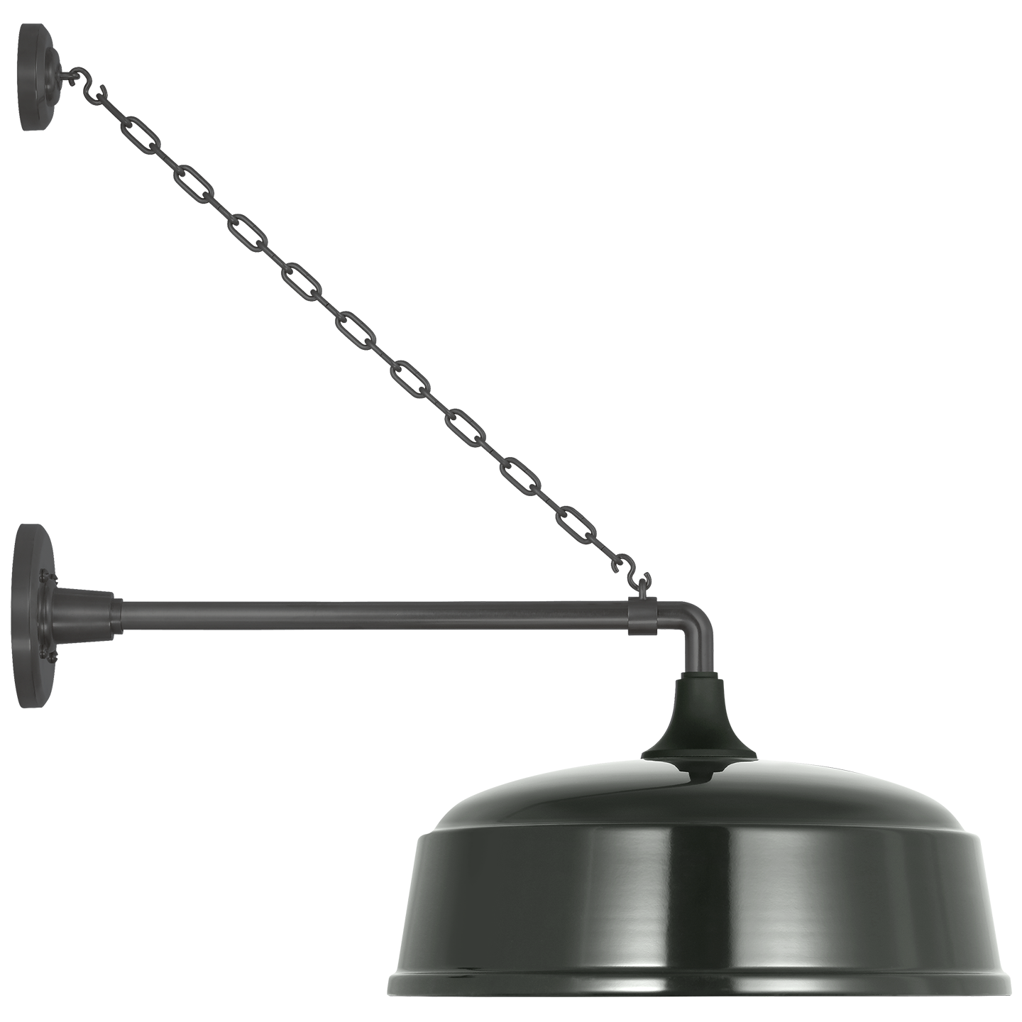 Academy 17.5" Anchored Mack Barn Light | Matte Black | 16 | 16" Green Rockhouse Shade