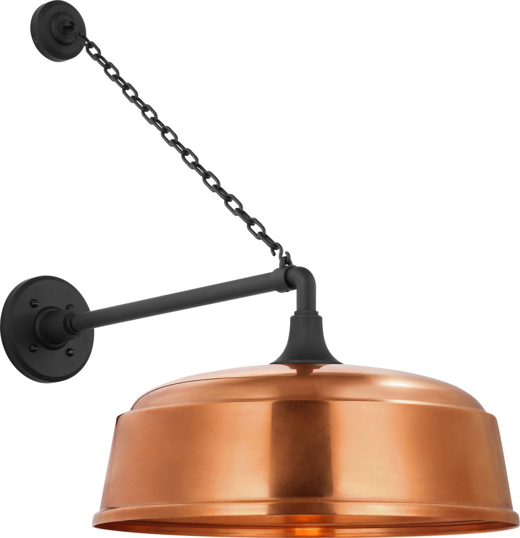 Academy 17.5" Anchored Mack Barn Light | Matte Black | 16 | 16" Soft Copper Rockhouse Shade