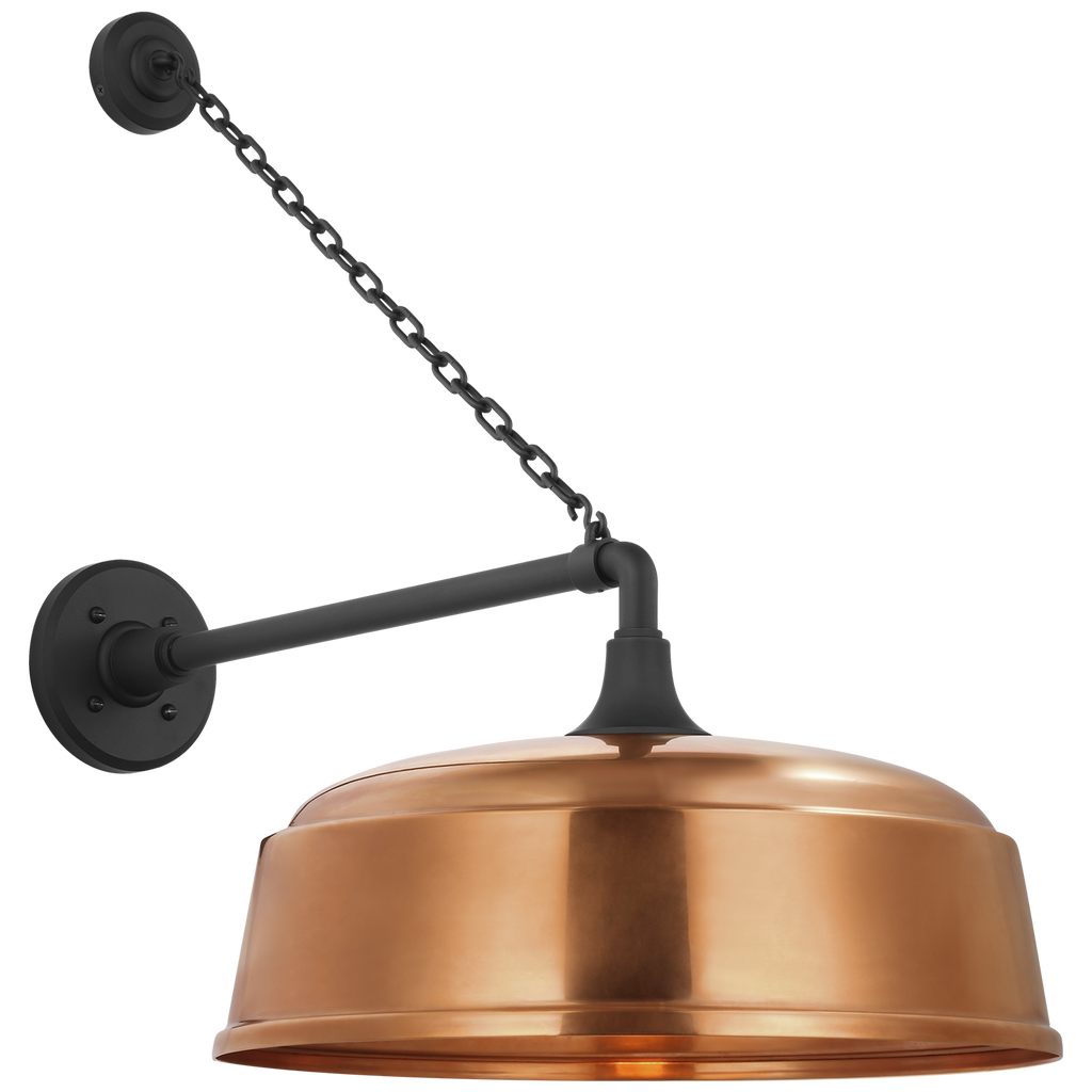 Academy 17.5" Anchored Mack Barn Light | Matte Black | 16 | 16" Soft Copper Rockhouse Shade