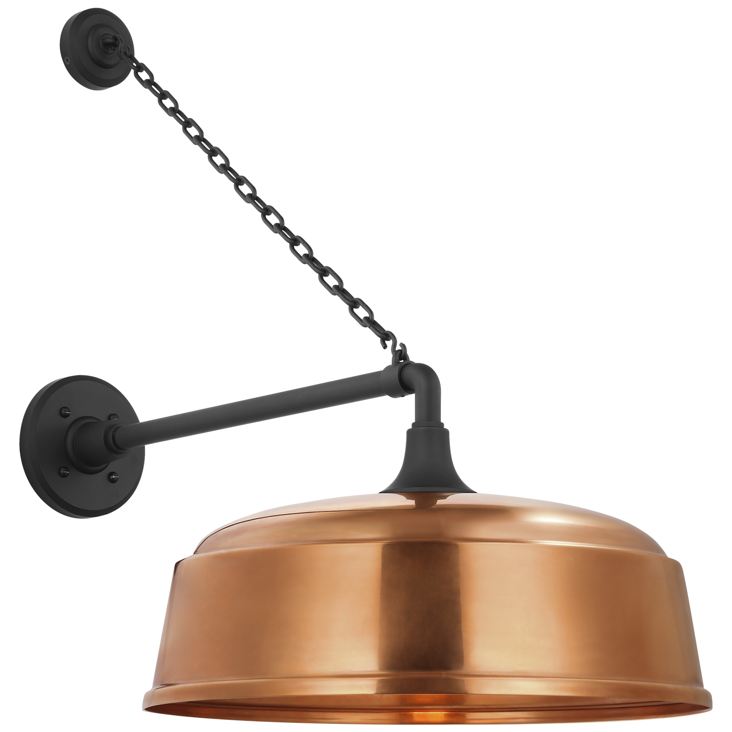 Academy 17.5" Anchored Mack Barn Light | Matte Black | 16 | 16" Soft Copper Rockhouse Shade