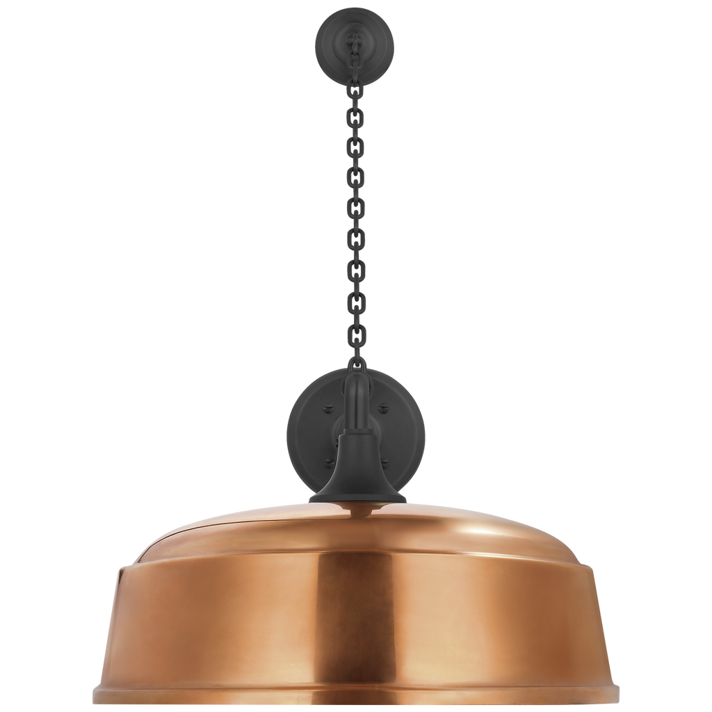 Academy 17.5" Anchored Mack Barn Light | Matte Black | 16 | 16" Soft Copper Rockhouse Shade