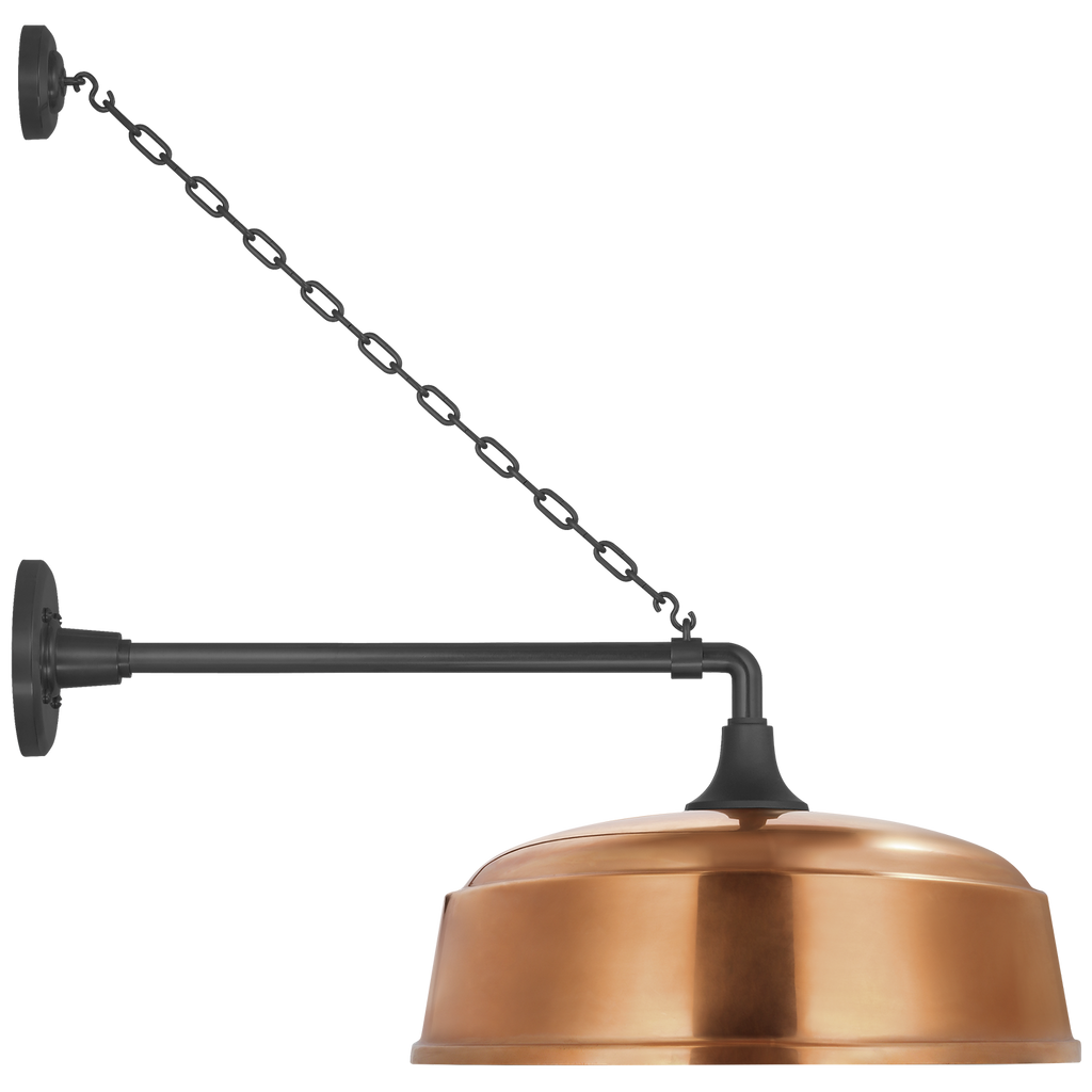 Academy 17.5" Anchored Mack Barn Light | Matte Black | 16 | 16" Soft Copper Rockhouse Shade