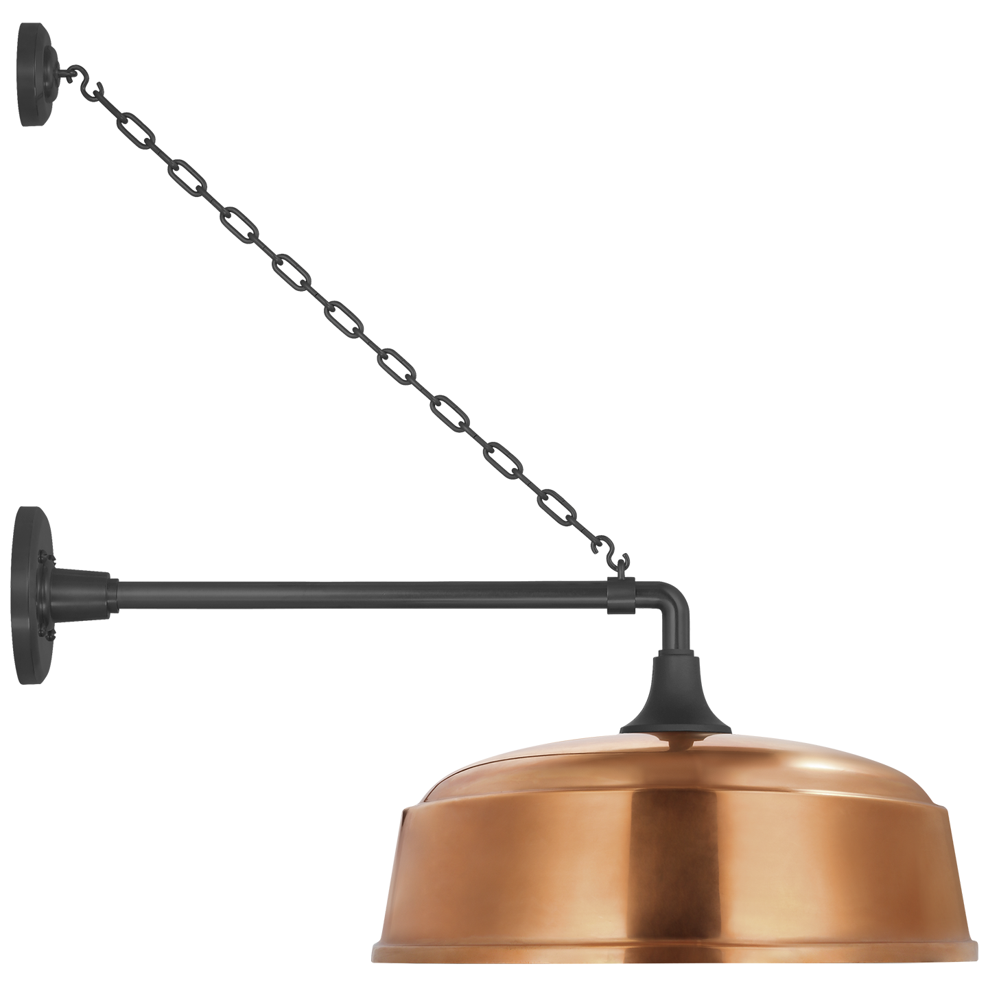 Academy 17.5" Anchored Mack Barn Light | Matte Black | 16 | 16" Soft Copper Rockhouse Shade