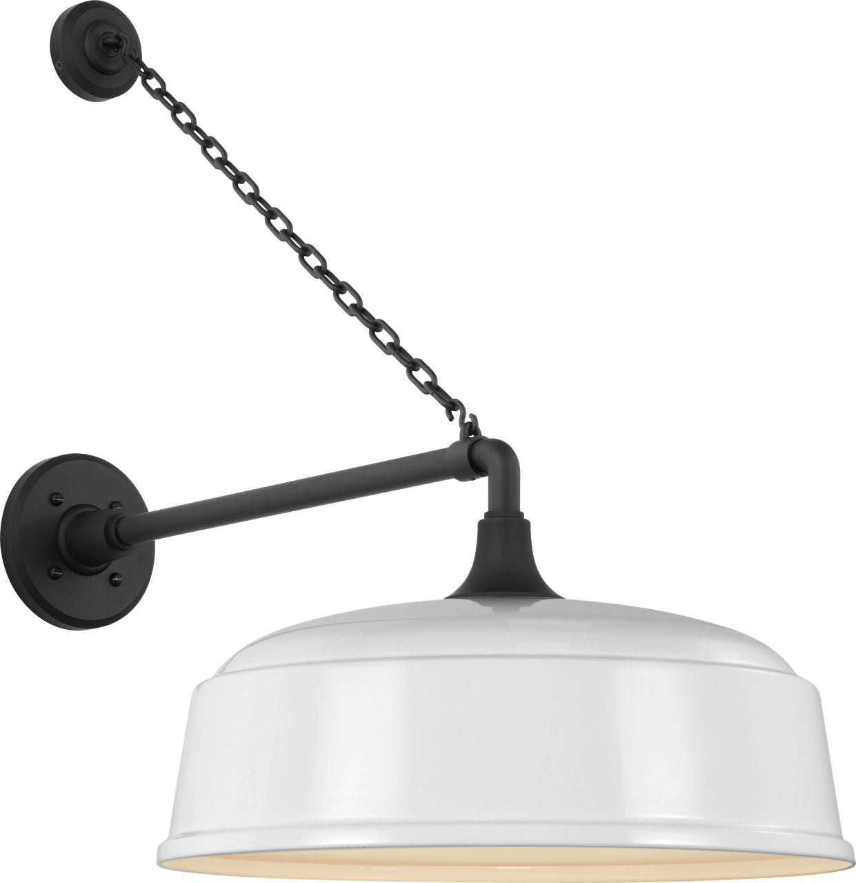 Academy 17.5" Anchored Mack Barn Light | Matte Black | 16 | 16" White Rockhouse Shade