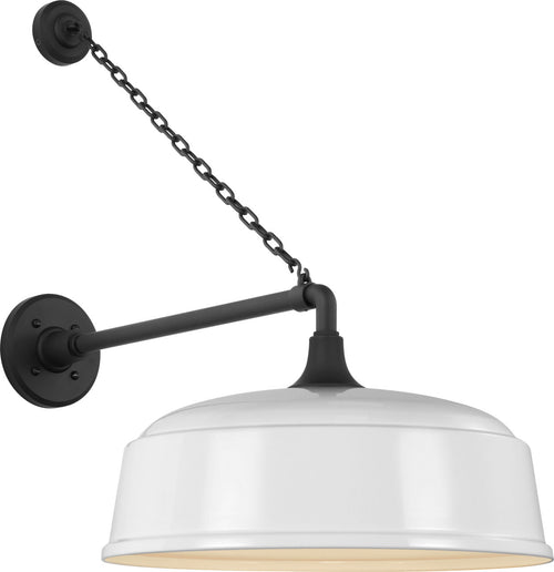 Academy 17.5" Anchored Mack Barn Light | Matte Black | 16 | 16" White Rockhouse Shade