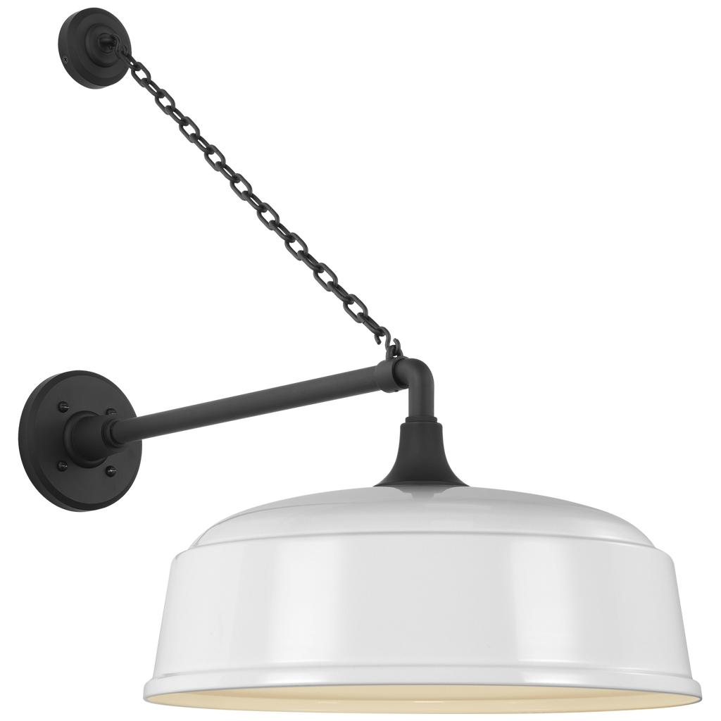 Academy 17.5" Anchored Mack Barn Light | Matte Black | 16 | 16" White Rockhouse Shade