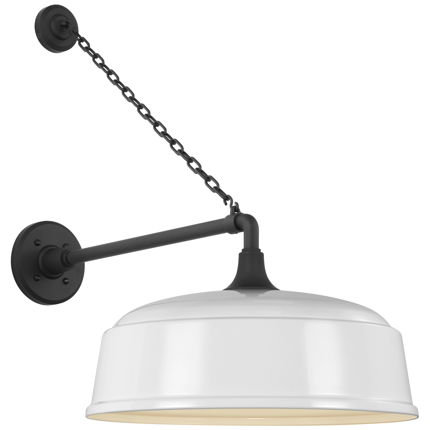 Academy 17.5" Anchored Mack Barn Light | Matte Black | 16 | 16" White Rockhouse Shade