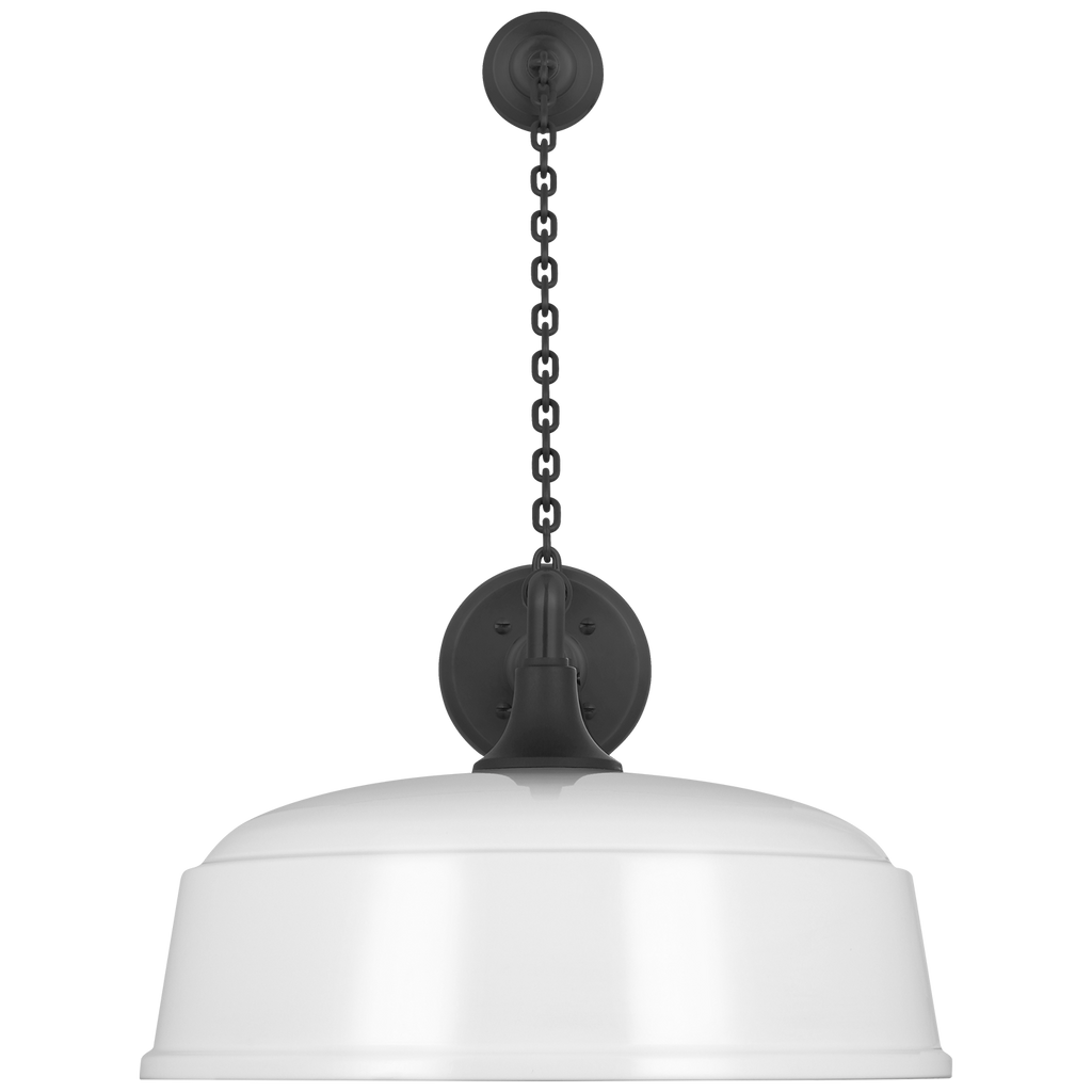 Academy 17.5" Anchored Mack Barn Light | Matte Black | 16 | 16" White Rockhouse Shade