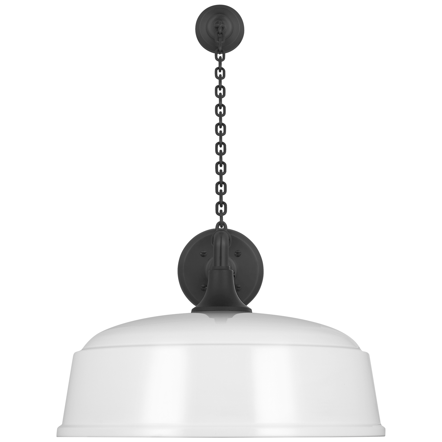 Academy 17.5" Anchored Mack Barn Light | Matte Black | 16 | 16" White Rockhouse Shade
