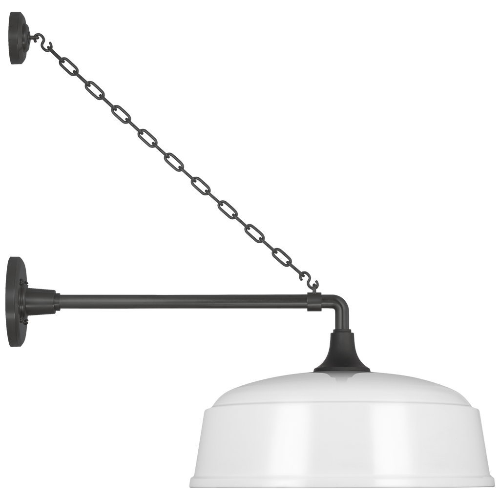 Academy 17.5" Anchored Mack Barn Light | Matte Black | 16 | 16" White Rockhouse Shade