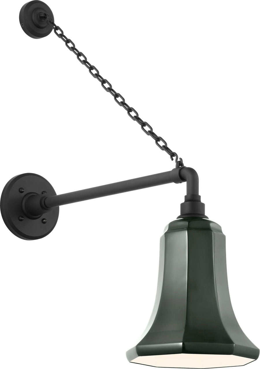 Academy 17.5" Anchored Mack Barn Light | Matte Black | 7.5 | 7.5" Green Savannah Shade