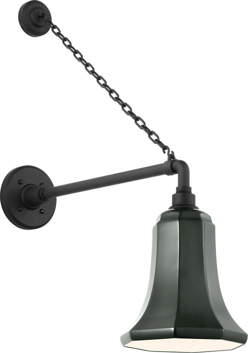 Academy 17.5" Anchored Mack Barn Light | Matte Black | 7.5 | 7.5" Green Savannah Shade