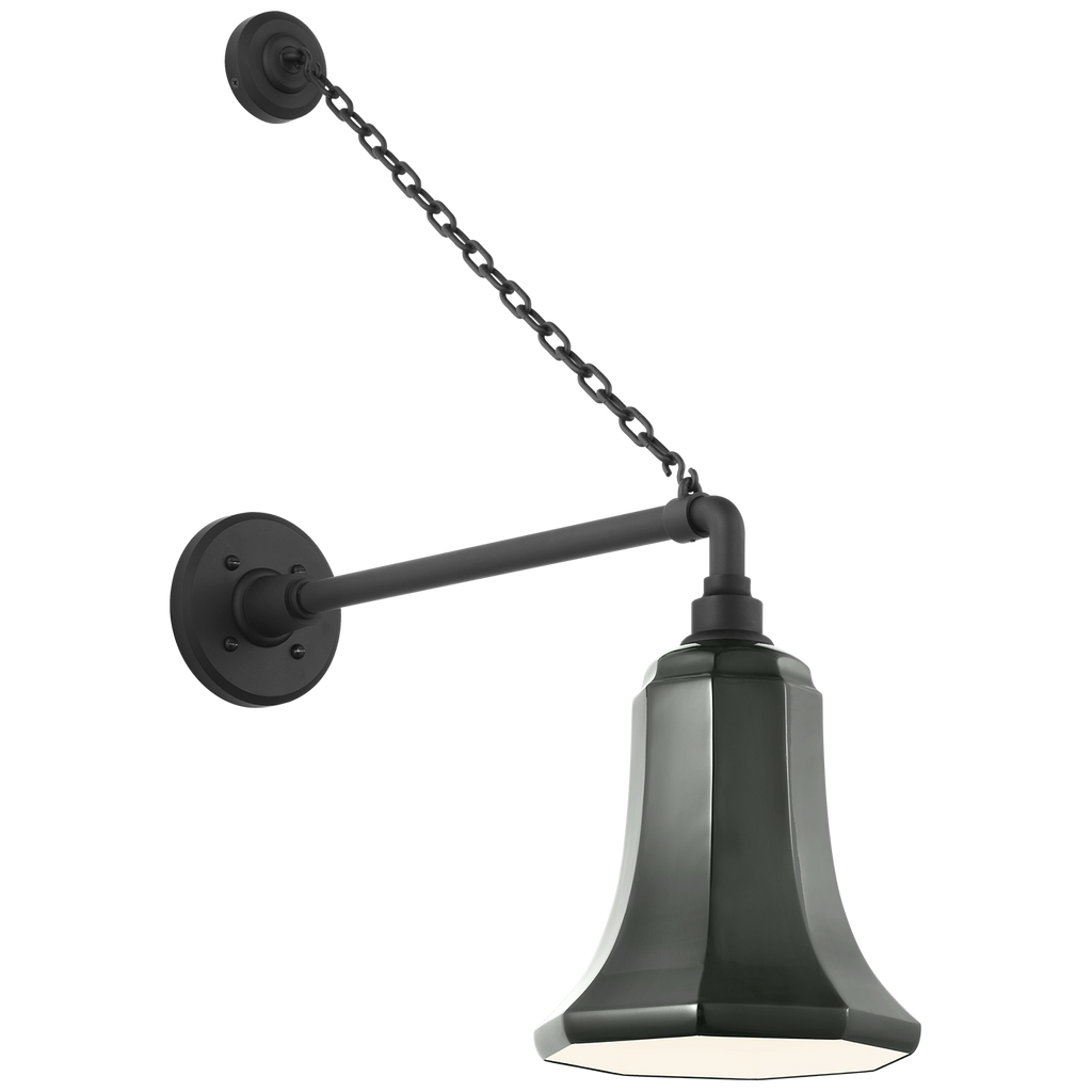 Academy 17.5" Anchored Mack Barn Light | Matte Black | 7.5 | 7.5" Green Savannah Shade