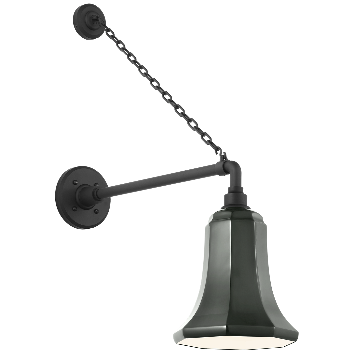 Academy 17.5" Anchored Mack Barn Light | Matte Black | 7.5 | 7.5" Green Savannah Shade