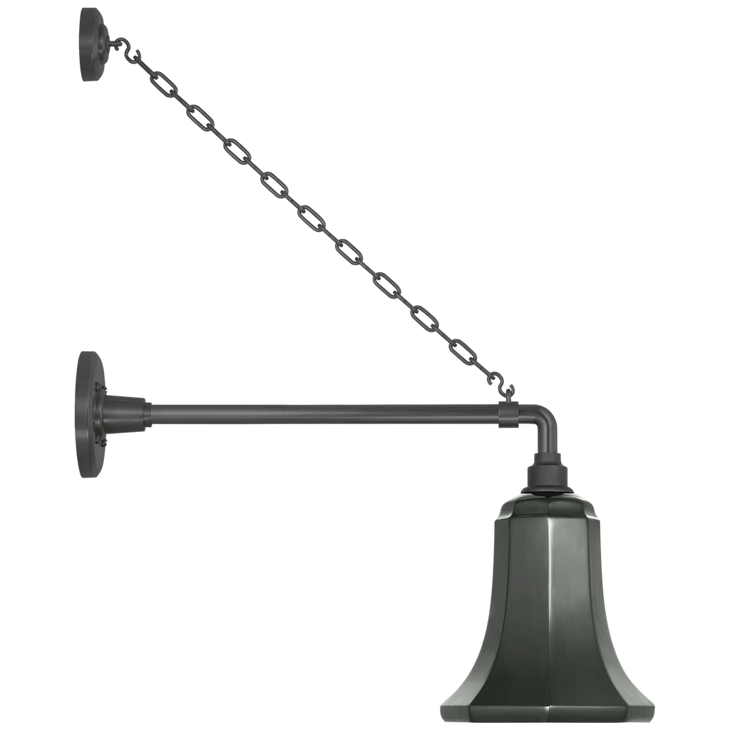 Academy 17.5" Anchored Mack Barn Light | Matte Black | 7.5 | 7.5" Green Savannah Shade