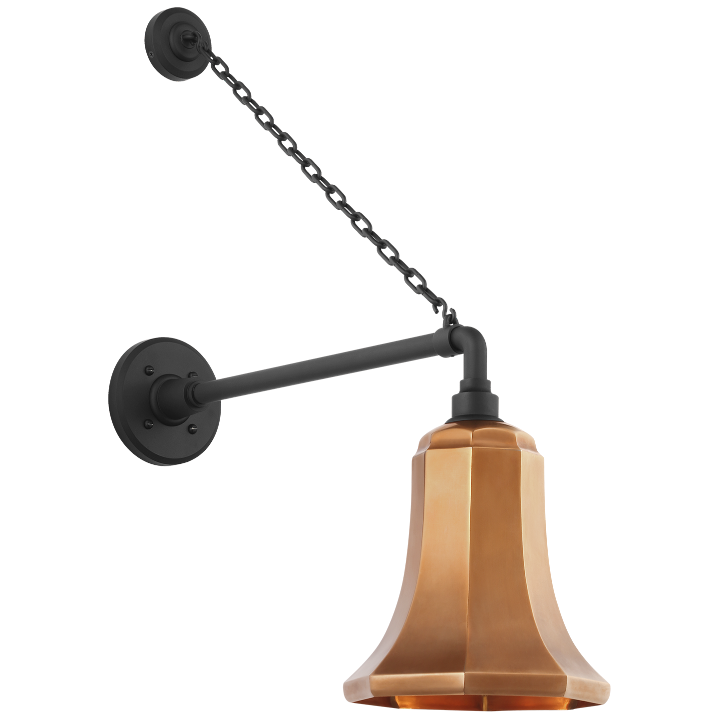 Academy 17.5" Anchored Mack Barn Light | Matte Black | 7.5 | 7.5" Soft Copper Savannah Shade