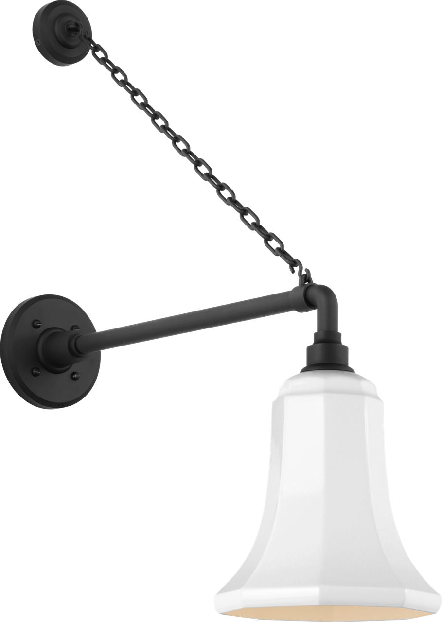 Academy 17.5" Anchored Mack Barn Light | Matte Black | 7.5 | 7.5" White Savannah Shade