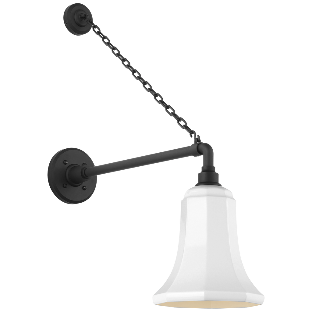 Academy 17.5" Anchored Mack Barn Light | Matte Black | 7.5 | 7.5" White Savannah Shade