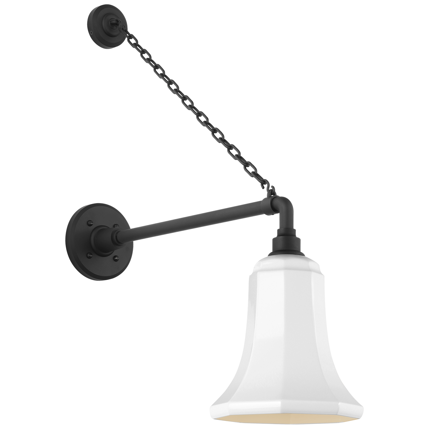 Academy 17.5" Anchored Mack Barn Light | Matte Black | 7.5 | 7.5" White Savannah Shade