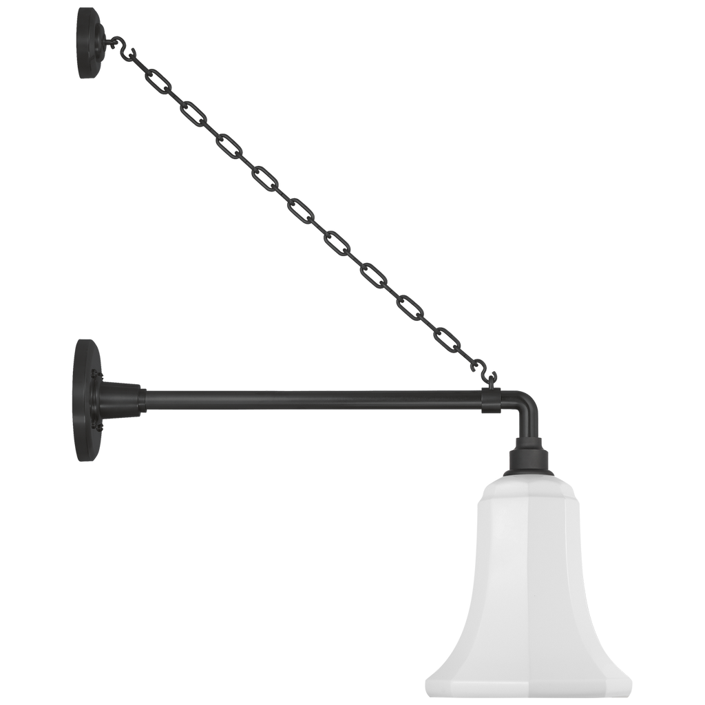 Academy 17.5" Anchored Mack Barn Light | Matte Black | 7.5 | 7.5" White Savannah Shade
