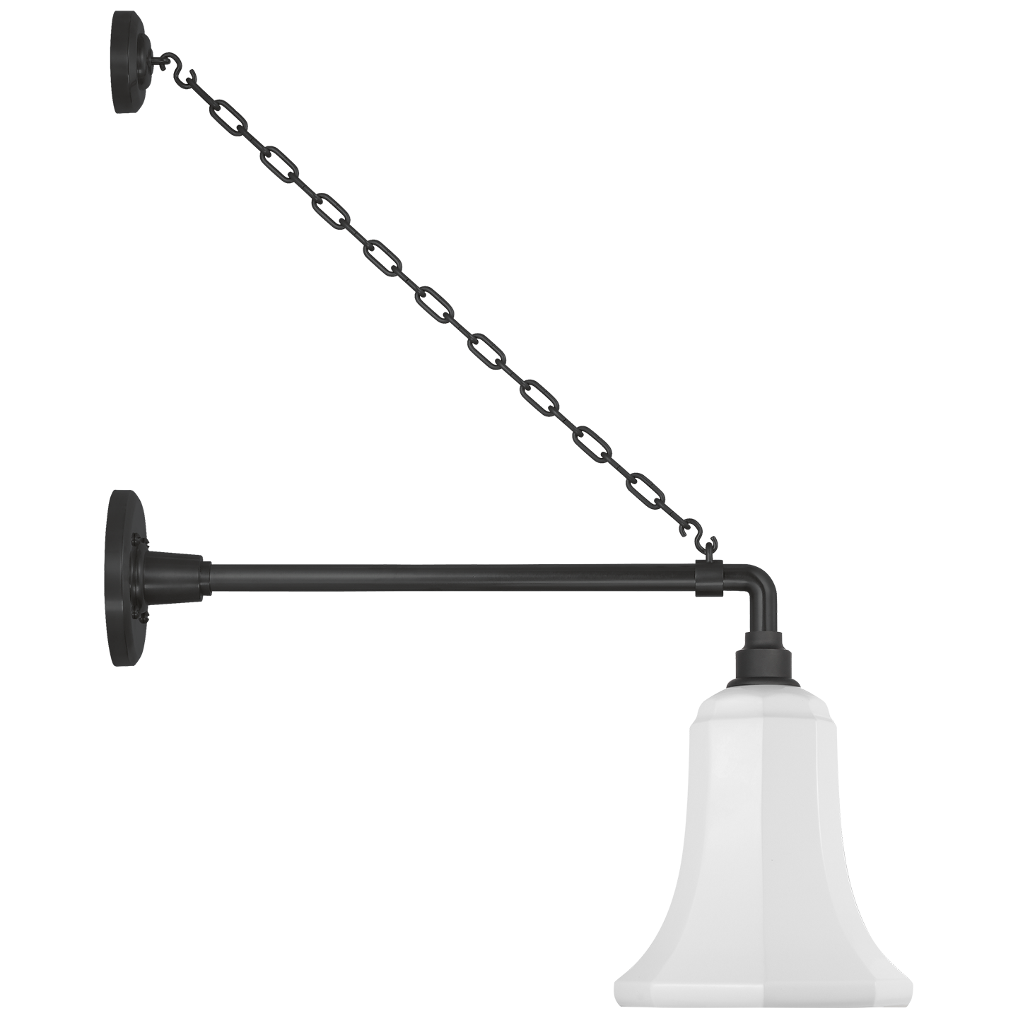 Academy 17.5" Anchored Mack Barn Light | Matte Black | 7.5 | 7.5" White Savannah Shade