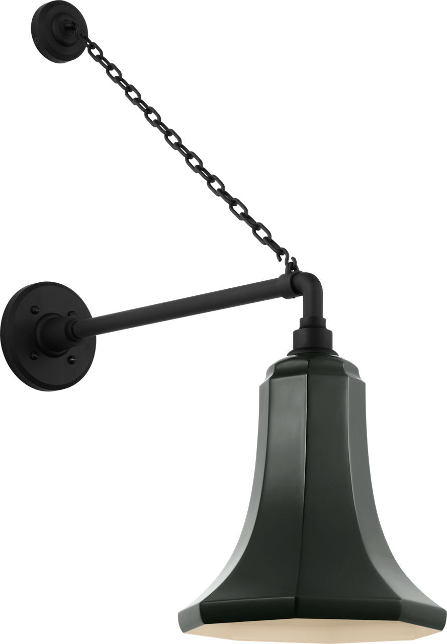 Academy 17.5" Anchored Mack Barn Light | Matte Black | 9.25 | 9.25" Green Savannah Shade