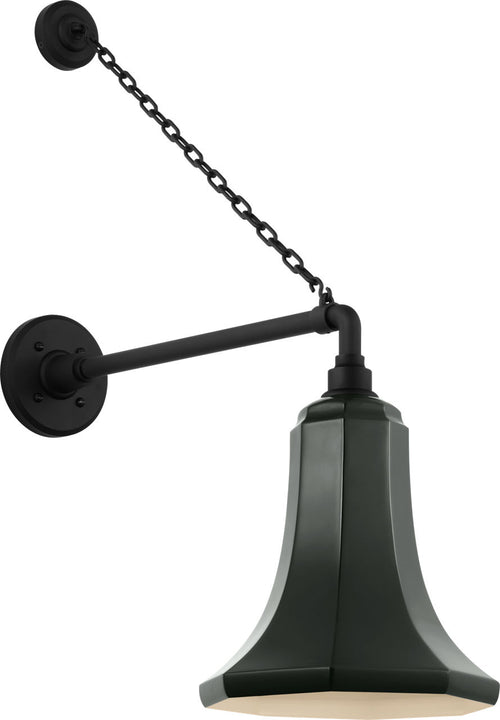 Academy 17.5" Anchored Mack Barn Light | Matte Black | 9.25 | 9.25" Green Savannah Shade