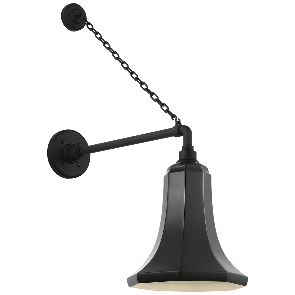 Academy 17.5" Anchored Mack Barn Light | Matte Black | 9.25 | 9.25" Green Savannah Shade