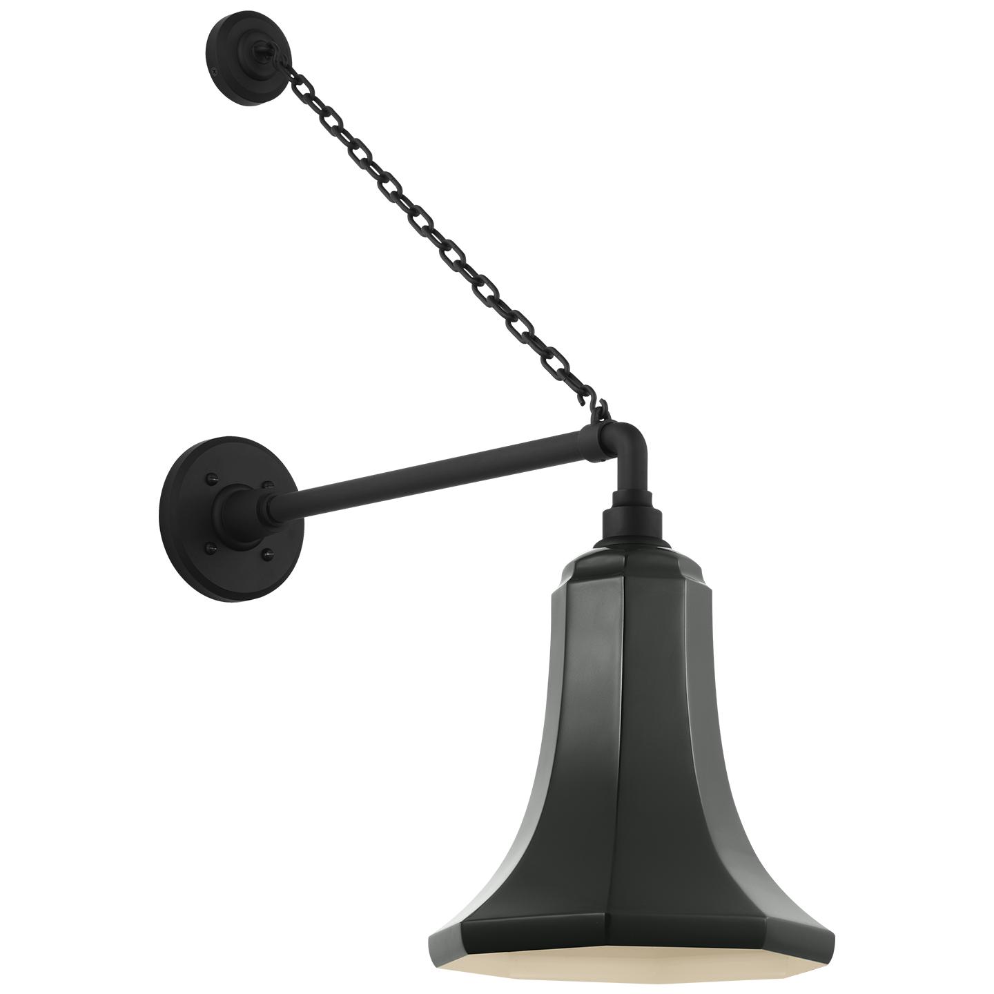 Academy 17.5" Anchored Mack Barn Light | Matte Black | 9.25 | 9.25" Green Savannah Shade