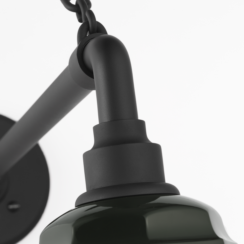 Academy 17.5" Anchored Mack Barn Light | Matte Black | 9.25 | 9.25" Green Savannah Shade