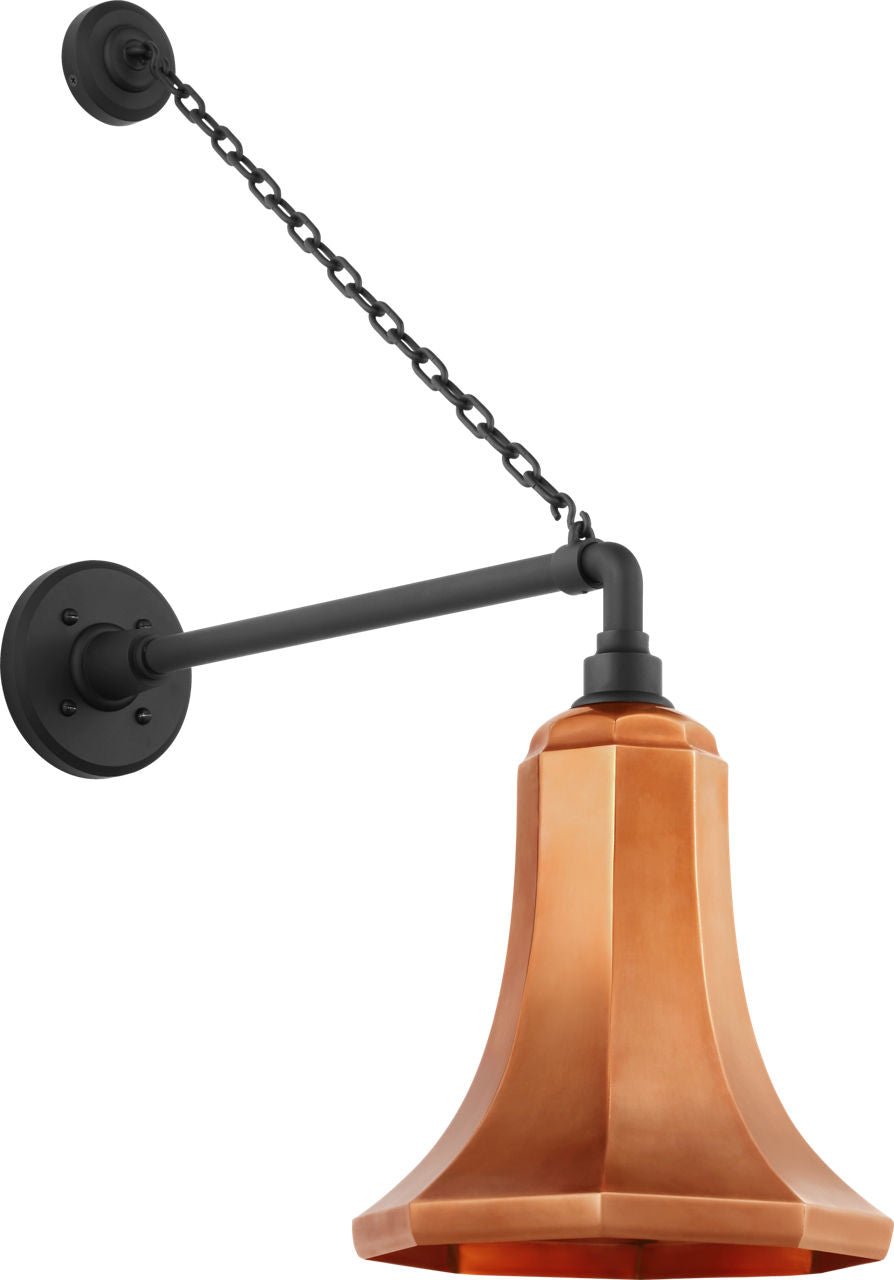 Academy 17.5" Anchored Mack Barn Light | Matte Black | 9.25 | 9.25" Soft Copper Savannah Shade