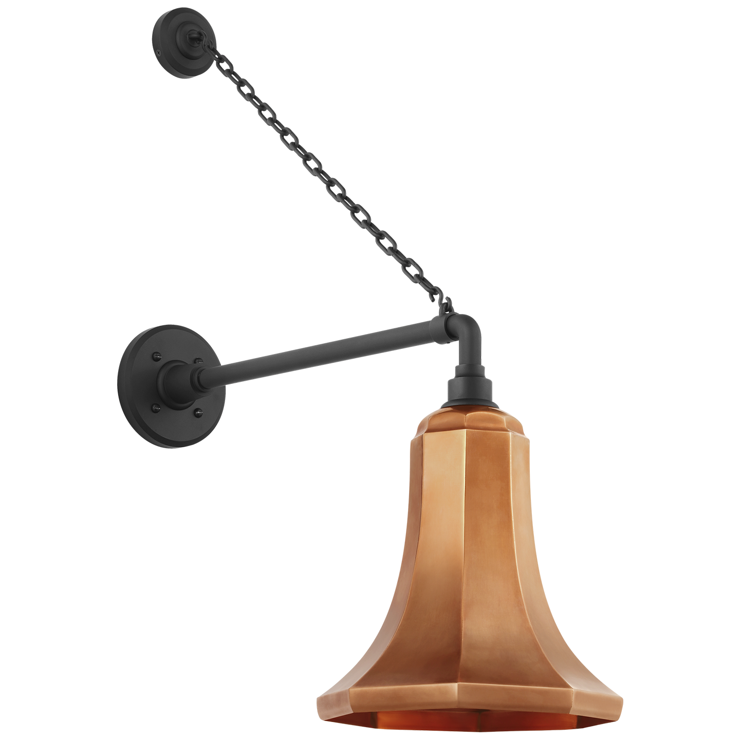 Academy 17.5" Anchored Mack Barn Light | Matte Black | 9.25 | 9.25" Soft Copper Savannah Shade