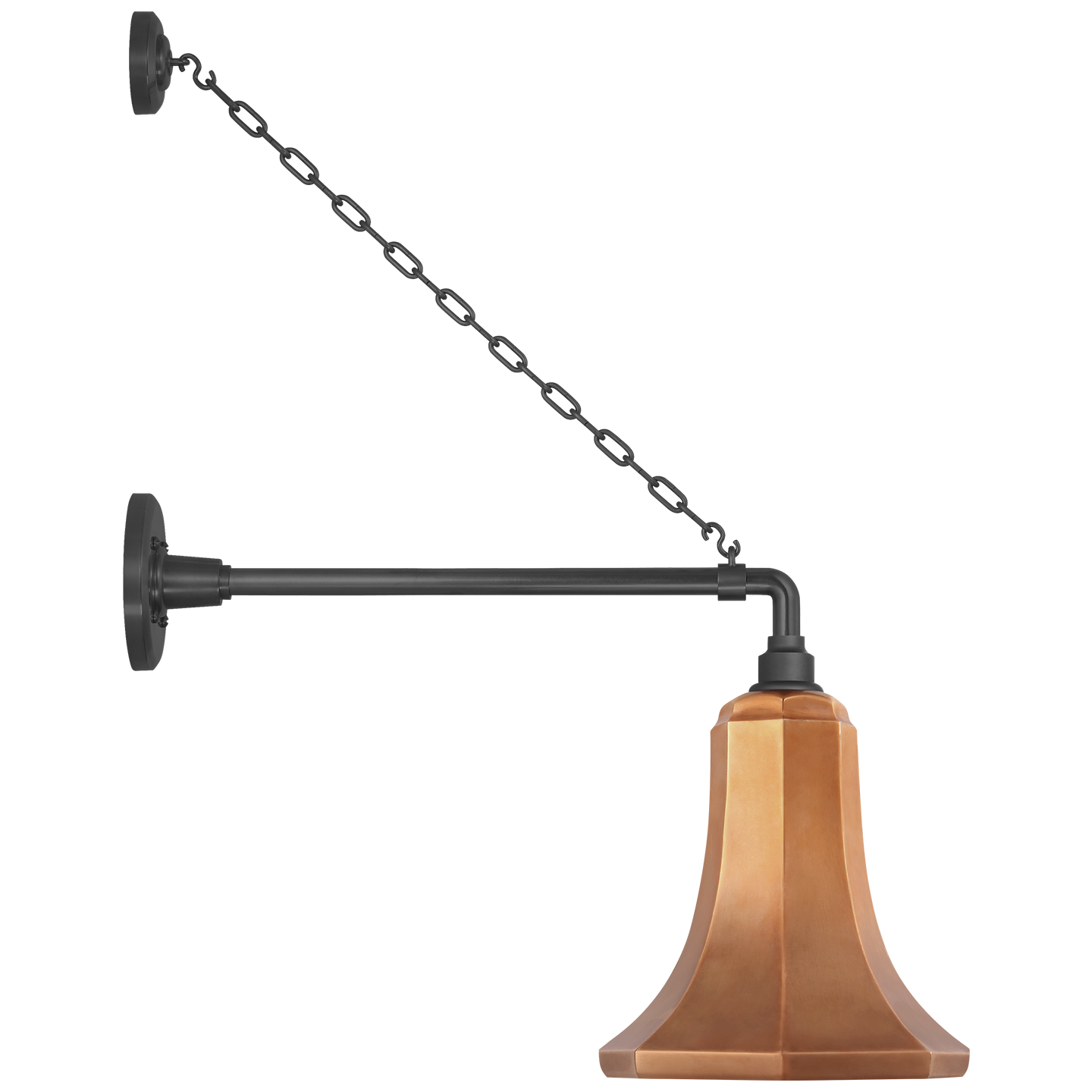 Academy 17.5" Anchored Mack Barn Light | Matte Black | 9.25 | 9.25" Soft Copper Savannah Shade