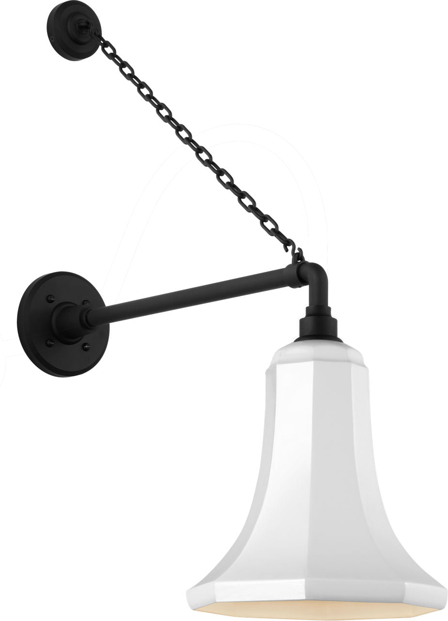 Academy 17.5" Anchored Mack Barn Light | Matte Black | 9.25 | 9.25" White Savannah Shade