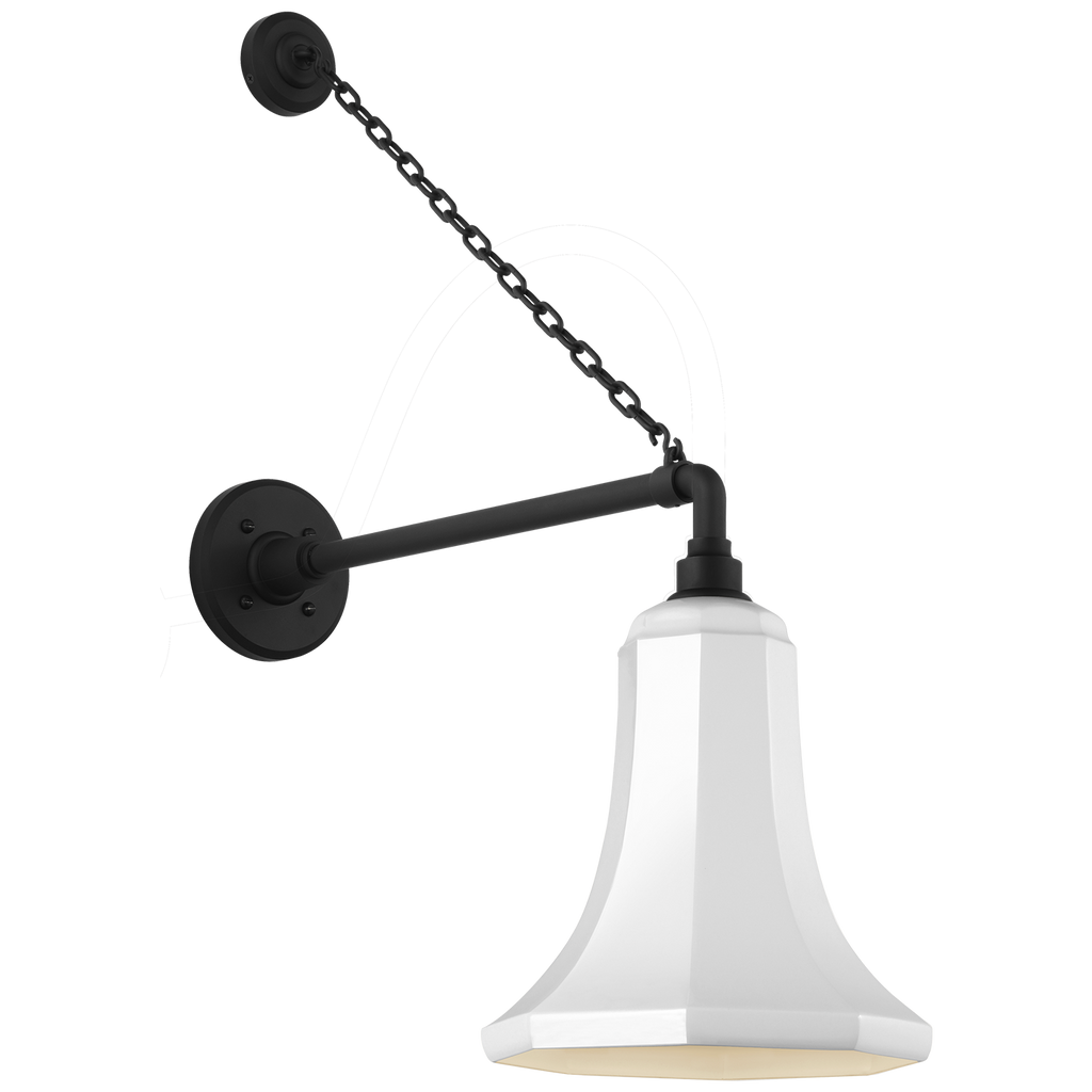 Academy 17.5" Anchored Mack Barn Light | Matte Black | 9.25 | 9.25" White Savannah Shade