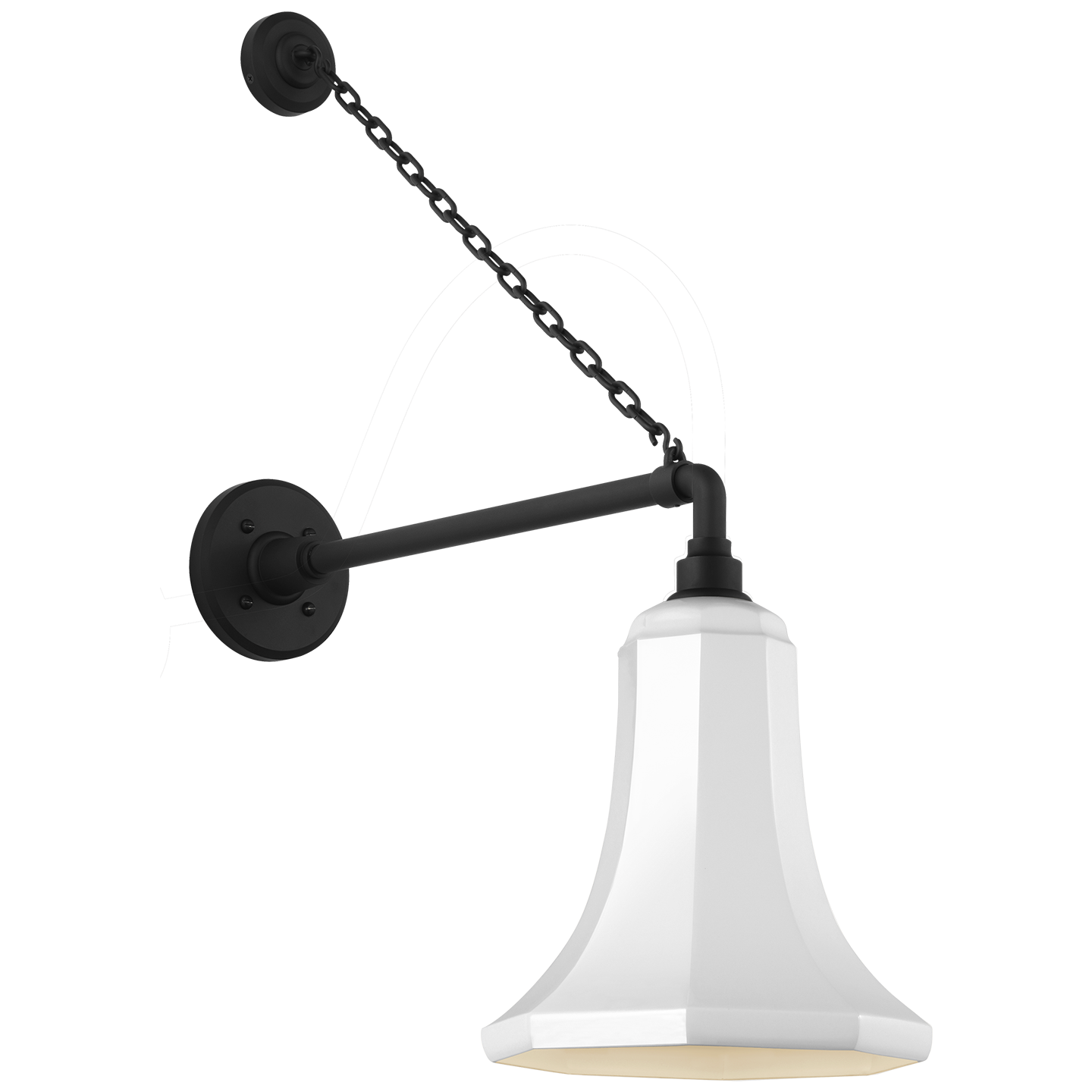 Academy 17.5" Anchored Mack Barn Light | Matte Black | 9.25 | 9.25" White Savannah Shade