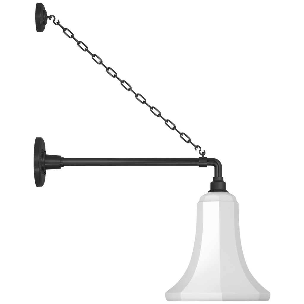 Academy 17.5" Anchored Mack Barn Light | Matte Black | 9.25 | 9.25" White Savannah Shade